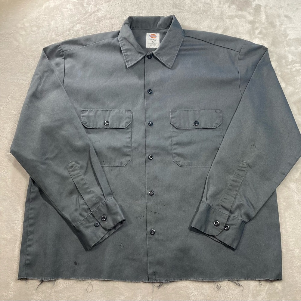 Dickies Cropped Work Shirt Long Sleeve Traditional Fit Men's Sz L - Picture 1 of 7
